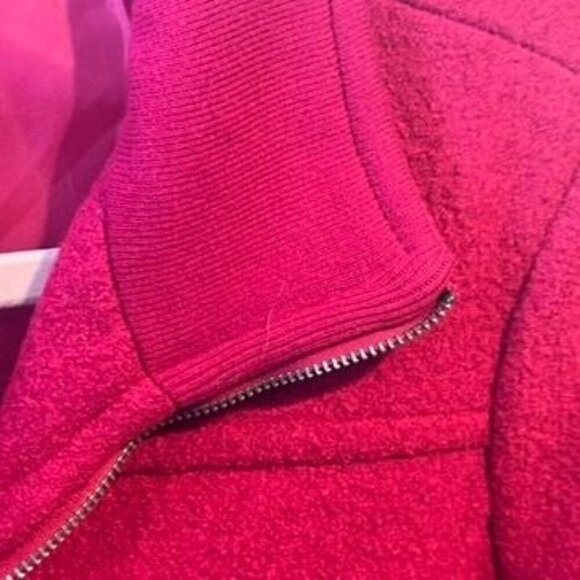 Lands' End Red‎ Pink Boiled Wool Blend Coat Full Zip Jacket Pockets Womens 4 - Picture 3 of 8